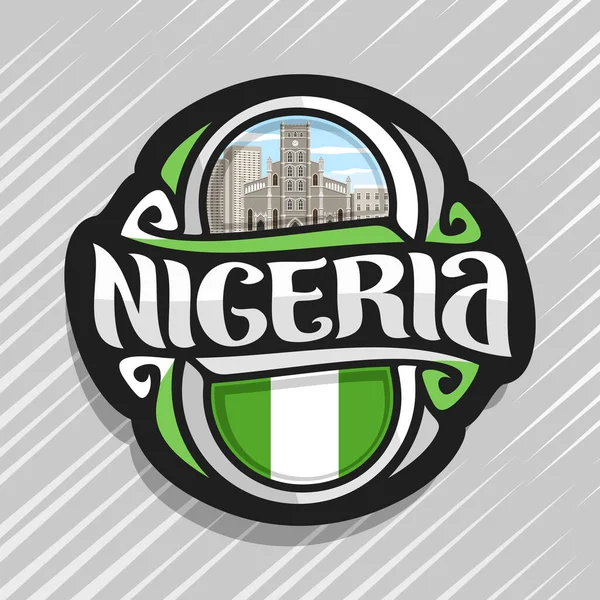 Logotipo Vetor Para País Nigéria Ímã Geladeira Com Bandeira Nigeriana — Vetor de Stock