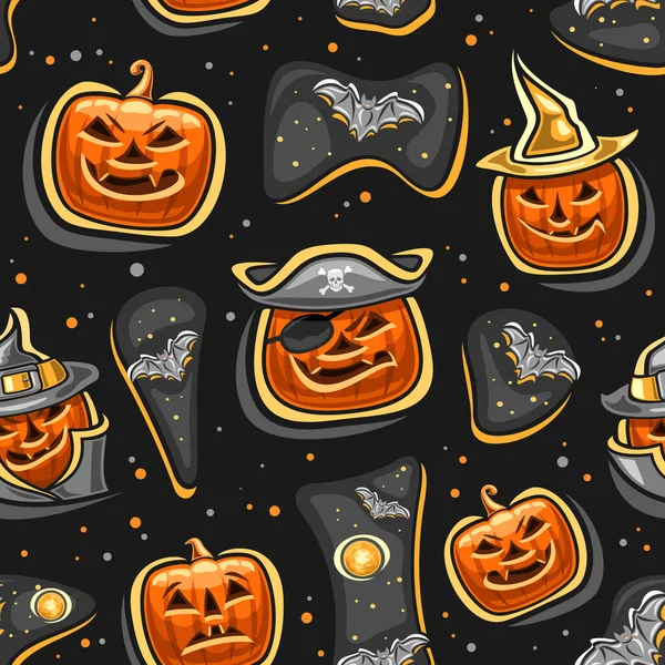 Vector Halloween Seamless Pattern Repeating Background Cut Out Illustrations Orange — Archivo Imágenes Vectoriales