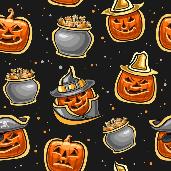 Vector Halloween Seamless Pattern Square Repeating Background Cut Out Illustrations — Archivo Imágenes Vectoriales
