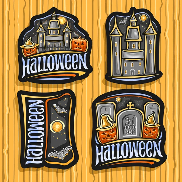 Vector Halloween Set Collection Different Cut Out Compositions Happy Halloween — Archivo Imágenes Vectoriales