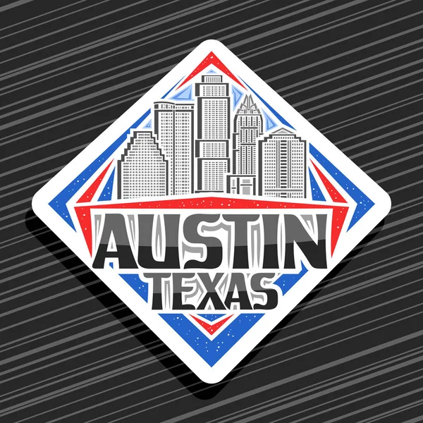Vektorové Logo Pro Austin Bílá Kosočtvercová Silniční Značka Čárou Ilustrace — Stockový vektor