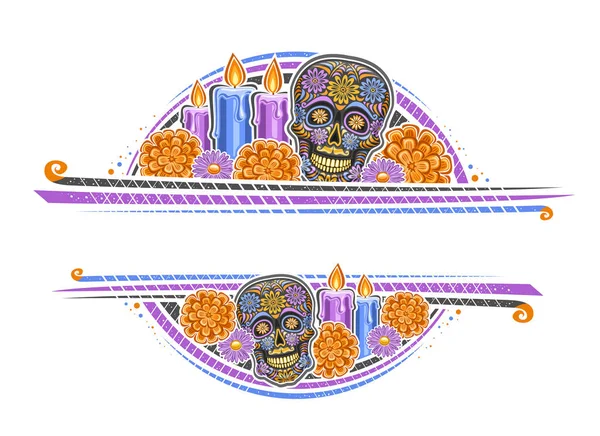 Borde Vectorial Para Día Los Muertos Con Espacio Copia Para — Archivo Imágenes Vectoriales