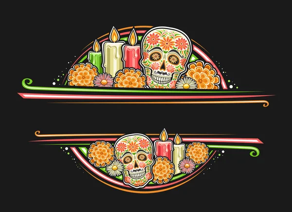 Frontera Vectorial Para Día Los Muertos Con Espacio Blanco Para — Archivo Imágenes Vectoriales