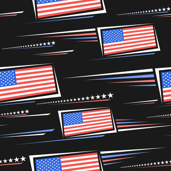 Vector American Flags Nahtloses Muster Quadratischer Sich Wiederholender Hintergrund Mit — Stockvektor