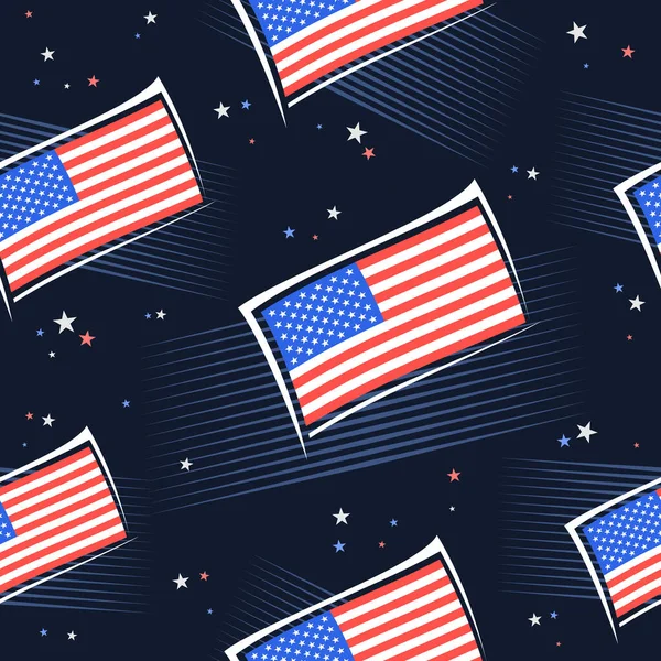 Vector American Flags Безшовний Візерунок Квадратний Повторюваний Фон Ілюстраціями Розмахуючи — стоковий вектор