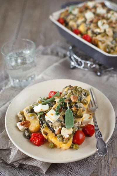 Baked polenta with vegetables — Stock Photo, Image