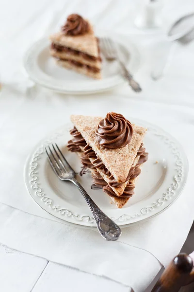 Κέικ με κρέμα σοκολάτας βουτύρου Εικόνα Αρχείου