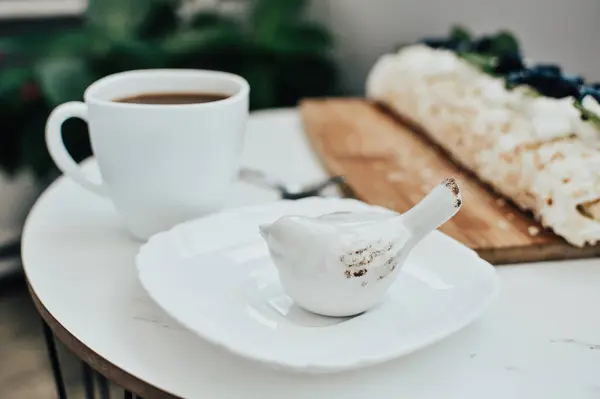 Morning cup of coffee with cream