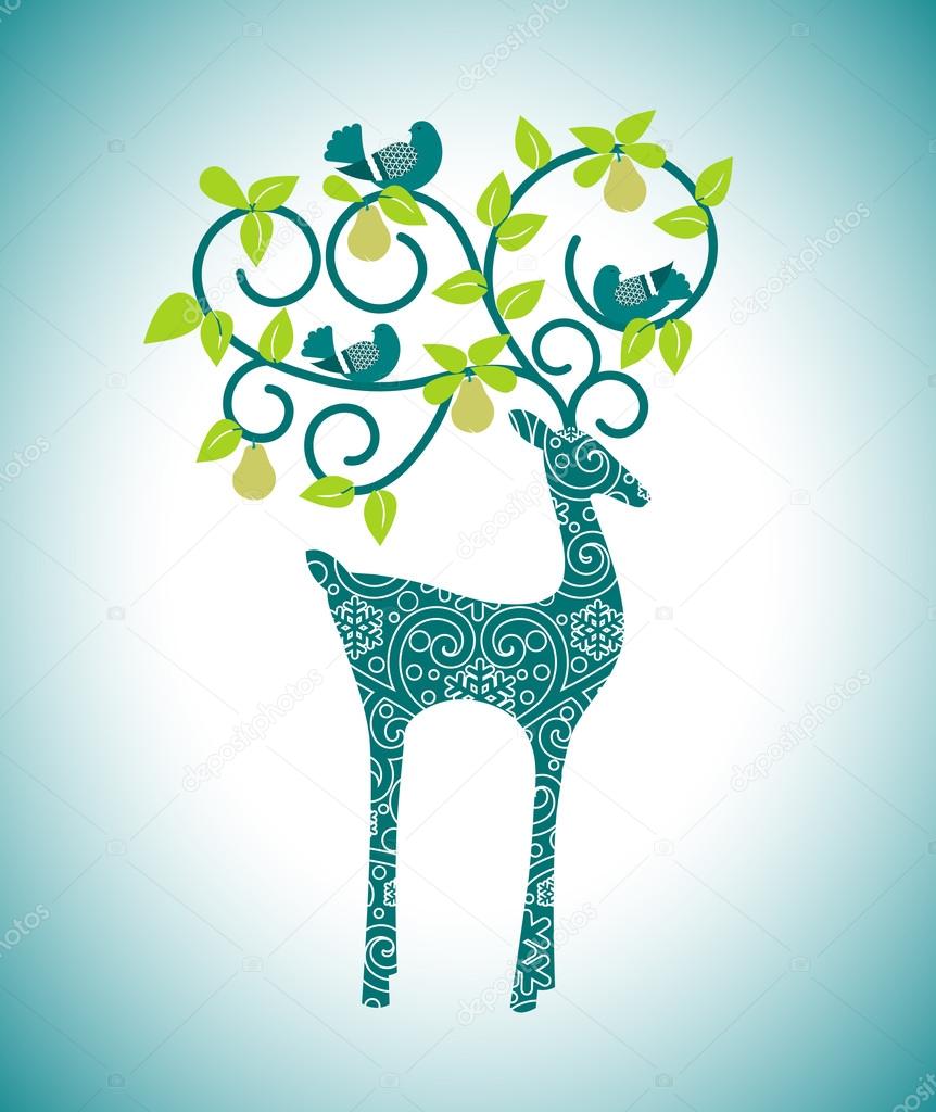 Organic leaves with reindeer