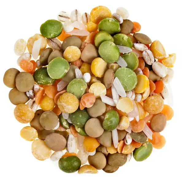 Mix of Split Peas, Lentils, Legume, Rice, Isolated on White Background — Stock Image Mix of Split Peas, Lentils, Legume, Rice, Isolated on White Background Stock Photo