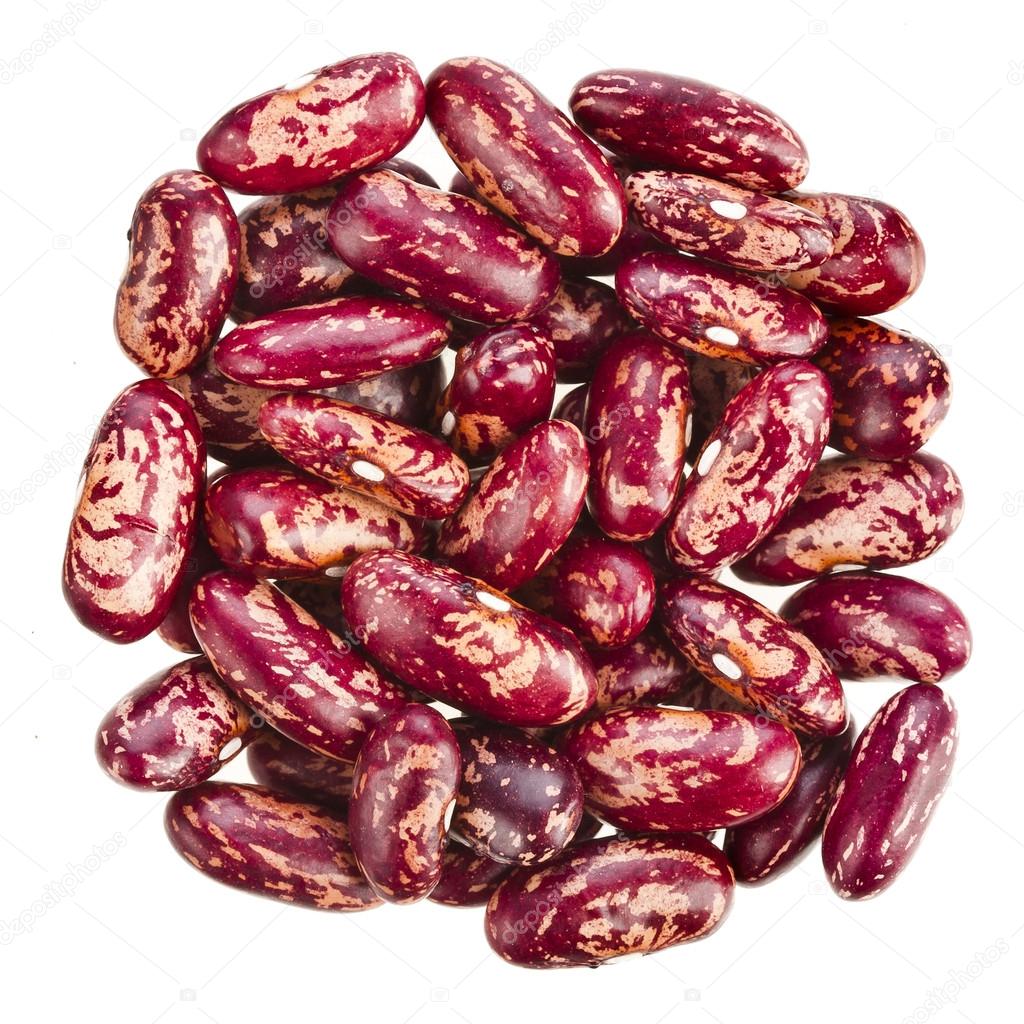 Red pinto mottled legumes haricot beans isolated on white background