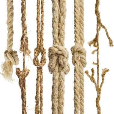 Hemp ropes with knot isolated on white background