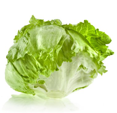 fresh iceberg lettuce salad isolated on white