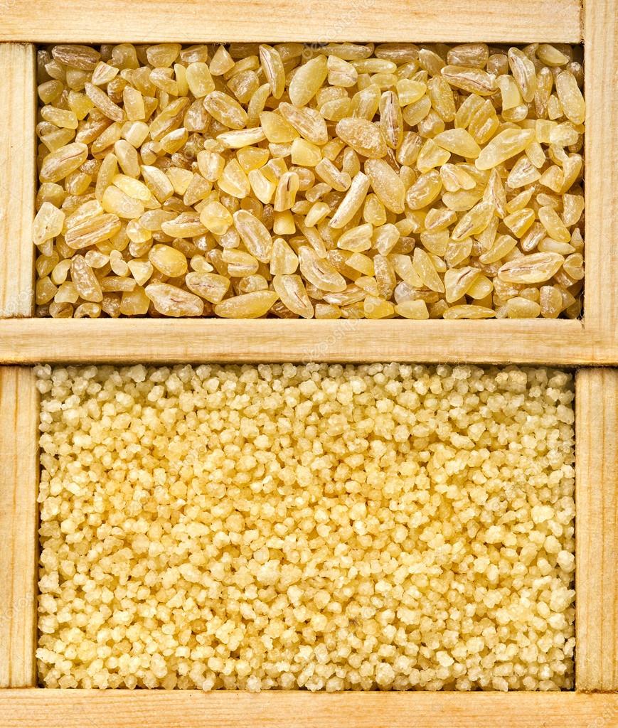 Bulgur Couscous In Wooden Box Close Up Macro Top View Backdrop Stock Photo By C Madllen