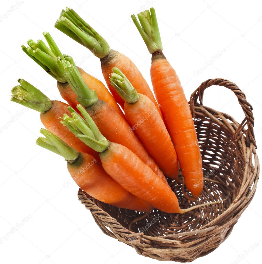 Carrot vegetables in a wooden basket — Stock Photo © Madllen 34311315