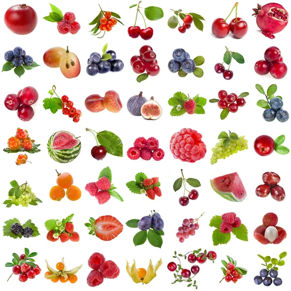 Large Collection set of fresh ripe fruits and berries close up sign objects isolated on white background — Stock Image Large Collection set of fresh ripe fruits and berries close up sign objects isolated on white background Royalty Free Stock Images