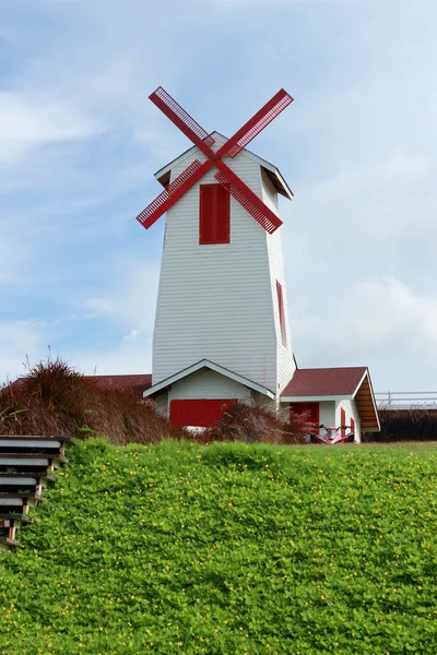 Hermoso paisaje molino de viento —  Fotos de Stock