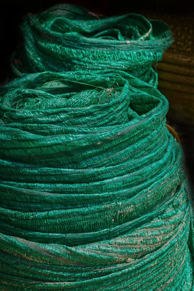 Green fabric rolls. — Stock Photo, Image