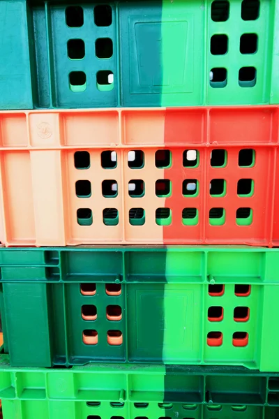 Gray plastic crates background texture — Stock Photo, Image