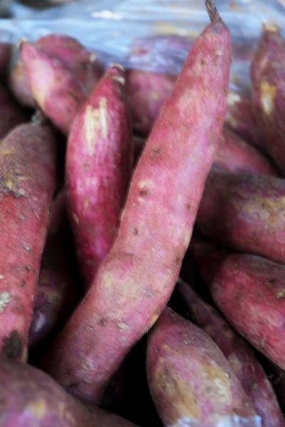 Słodkie ziemniaki w rynku — Zdjęcie stockowe