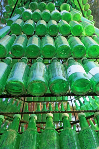 Soju bottles - green alcohol closely. — Stock Photo, Image