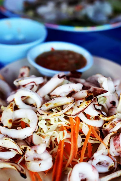 Grilled squid in a dish — Stock Photo, Image