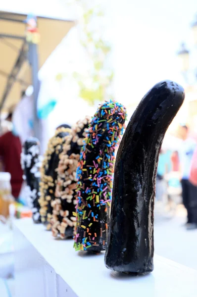 Muz çikolata pazarında kaplama — Stok fotoğraf