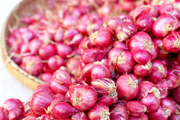 Schalotte - asiatische rote Zwiebel auf dem Markt — Stockfoto