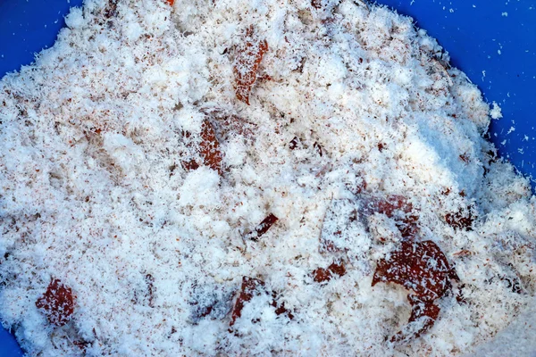 Grated coconut sale at the market — Stok fotoğraf