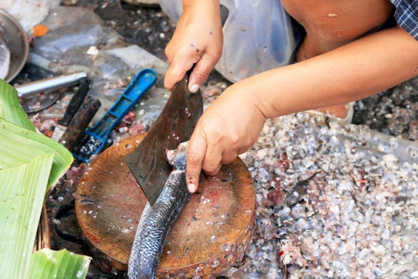 Färsk fisk på marknaden. — Stockfoto