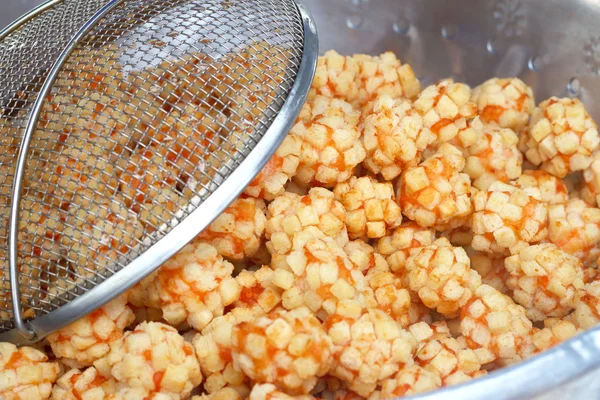 Shrimps meat ball fried in the dish — Stock Photo, Image