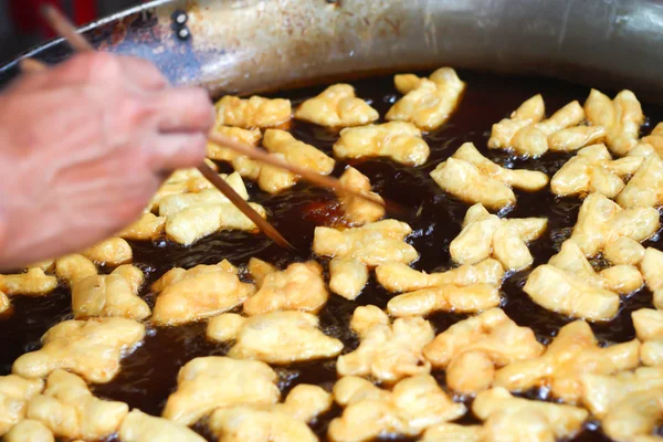 Deep-fried dough stick on the pan — Stock Photo, Image