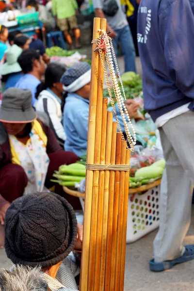 Solo khaen soprador musical Tailândia — Fotografia de Stock
