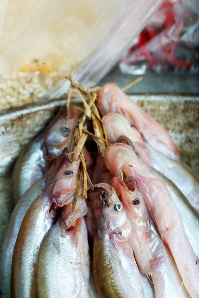 Färsk fisk på marknaden. — Stockfoto