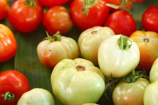 Färska tomater på marknaden — Stockfoto