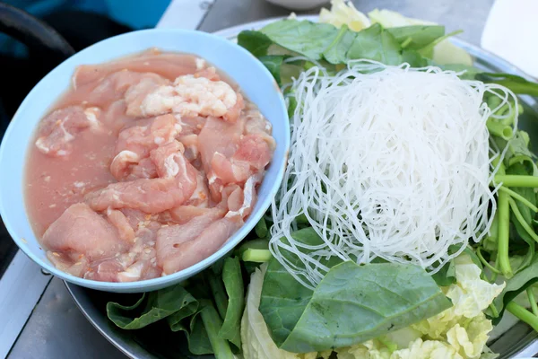 Porco marinado de sukiyaki - comida asiática — Fotografia de Stock