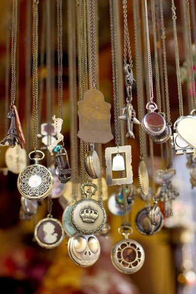A lot brass necklace — Stock Photo, Image