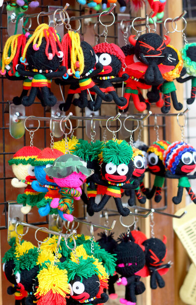 Keychains cute doll in the gift shop.