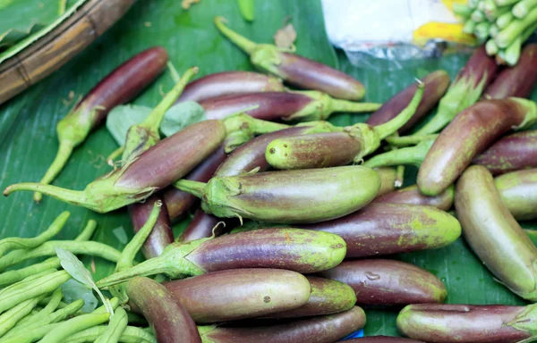 Auberginen lila auf dem Markt — Stockfoto