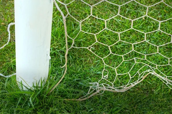 Cerrar redes de fútbol gol de fútbol — Foto de Stock