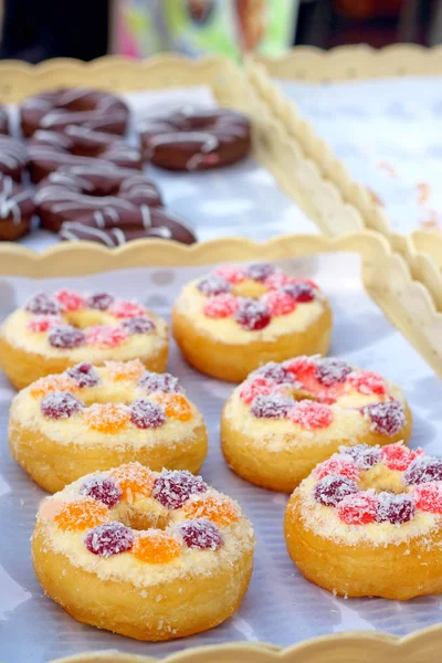 Un montón de mermelada de fresa de donut — Foto de Stock