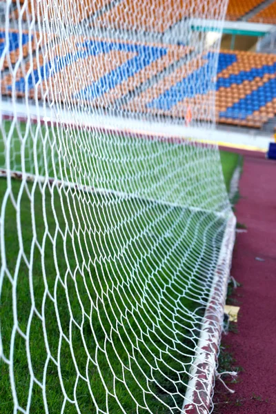 Close-up van voetbal netten doel voetbal — Stockfoto