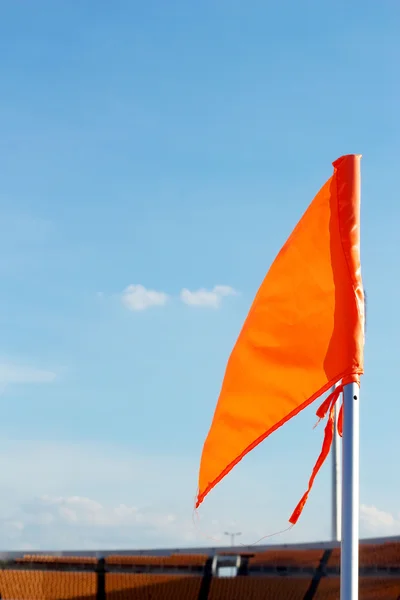 Orange flag football field — Stock Photo, Image