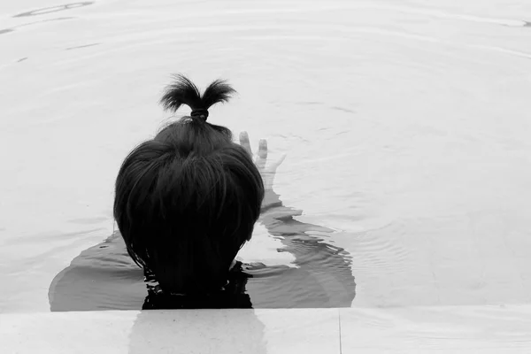 Lány úszik a medencében. — Stock Fotó