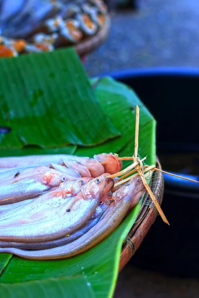 Färsk fisk på marknaden. — Stockfoto