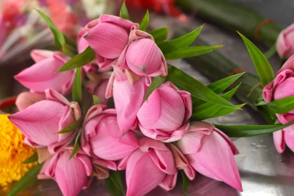 Lotus roze bundel op de markt. — Stockfoto