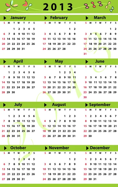 Calendario 2013 — Vettoriale Stock