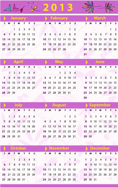 Kalender voor nieuwe 2013 — Stockvector