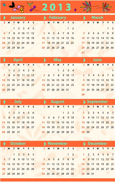 Calendario 2013 — Vettoriale Stock