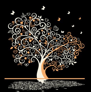 Beyaz ree swirls ve kalpler